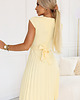 sukienki midi damskie 311-21 LILA Klasyczna plisowana sukienka z krótkim rękawkiem - żółta 2