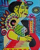 obrazy Kolorowy obraz  kubiczna dama picasso style 3