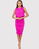 sukienki midi damskie Różowa sukienka midi z marszczoną spódnicą DA1767 HOT PINK 2