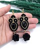 kolczyki soutache Kolczyki sutasz złoto czarne Rosalia z kryształkiem i kwiatkiem 1
