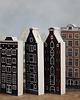 figurki i rzeźby Komplet 4 szt - drewniane domki ręcznie malowane AMSTERDAM 4