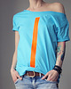 t-shirt damskie Pomarańczowa kreska turkusowy oversize 1