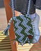 torby na ramię Szaro zielona torebka etui na telefon ze sznurka z frędzlami boho 3