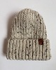 czapki damskie Gruba wełniana czapka oversize z bardzo szerokim wywinięciem - tweed naturalny 2