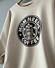 bluza bez kaptura damska Beżowa Damska  Bluza oversize MOM NEEDS COFFEE 4