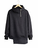 bluza z kapturem damska Czarna bluza oversize z kapturem i asymetrycznym dołem 4