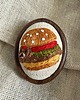 broszki Ręcznie haftowana broszka "Miś hamburger" 1