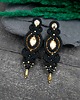 kolczyki soutache Kolczyki sutasz czarne ze złotem Ismara wieczorowe z kryształkami 2