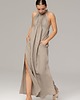 sukienki maxi damskie Lniana sukienka elegancka maxi - Amalfi Karmelowy 1