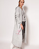 płaszcze damskie Dzianinowy płaszcz z kapturem - PA020 jasny szary MKM 1