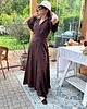 sukienki maxi damskie Lniana sukienka kopertowa black coffee 2