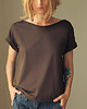 t-shirt damskie Brązowy Zgaszony Oversize Bez Nadruku 1