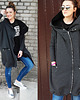 bluza z kapturem damska Oversize bluza czarna asymetryczna ogromny kaptur 5