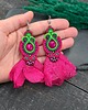 kolczyki soutache Kolczyki sutasz różowo zielone wiosenne lekkie z jadeitem Ballerina 1