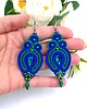kolczyki soutache Verra kolczyki sutasz zielono chabrowe wiszące z kryształkami 1