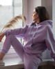 bluza z kapturem damska Lawendowa bluza bawełniana oversize 4