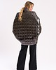 kurtki damskie Metaliczne pikowane poncho, gunmetal/antracyt, rękaw nietoperz 2