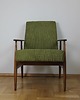fotele Fotel Lisek PRL, Typ 300-190, Po renowacji, Vintage, zielony; Dębowy 2