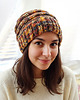 czapki damskie 6902 Czapka Beanie z Melanżowej Włóczki - ciepła, brązowa 1