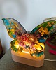 dekoracje świetlne Lampka motyl z naturalnymi kwiatami - turkusowo zielona 7