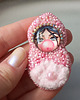 broszki Broszka Matrioszka Laleczka różowa 2