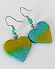 kolczyki z masy plastycznej Niebieskie Kolczyki Serca z Brokatem 2