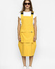 sukienki midi damskie Musztardowa sukienka ogrodniczka Celestyna z lnu 2