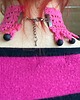 chokery Barbie pink fuksjowy koronkowy choker z koralikami z lawy 6