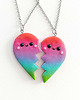 naszyjniki - inne Tęczowy Naszyjnik 2 Połówki Serca 5