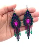 kolczyki soutache Joy kolczyki sutasz fuksjowo zielone błyszczące z cyrkoniami 1