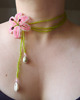 chokery Różowa lilia - naszyjnik choker z koralików 1