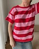 t-shirt damskie T-shirt w różowo-czerwone paski Pink Obsession 1