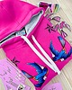 bluza z kapturem damska Bluza fuksja damska z kapturem z jaskółkami 2