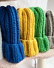 czapki damskie Gruba wełniana czapka beanie 100% wełna handmade kobalt niebieska 1