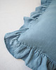 poduszki gładkie Lniana Poszewka Z Falbanką DUSTY BLUE 3