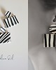 kolczyki - inne Kolczyki RAW ZEBRA duże geometryczne wiszące białe czarne skóra naturalna 2