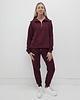 komplety damskie Anisa minimalistyczny lekko dopasowany komplet spodnie i bluza - Cherry 1