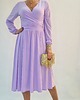 sukienki midi damskie Elegancka kotajlowa sukienka midi lawendowa draperia r 36-56 1