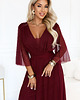 sukienki maxi damskie 654-6 Długa połyskująca sukienka plus size z dekoltem - bordowa 1