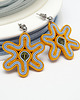 kolczyki soutache KolczykI kwiaty - niebieski, pomarańczowy 1