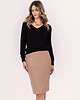 swetry damskie  Dzianinowy sweter z dekoltem w serek - SWE345 czarny MKM 1