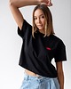 t-shirt damskie T-shirt Crop-Voila Czarny Usta 3