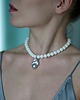 Biżuteria ślubna Choker z onyksa białego i dużej szarej perły barokowej - FULL 2