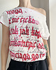 t-shirt damskie Kaligrafia czerwona fullprint Biały Oversize 1