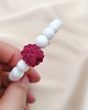 bransoletki ze szkła Bransoletka biała malina szklane koraliki stal nierdzewna handmade 1