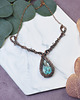 kolie Miedziany naszyjnik wire wrapping z turkusem #493 2