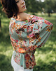 bluzki kimonowe damskie Kimono Flower Turkus SHORT 1