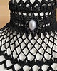 kolie Retro czarna kolia koronkowa z ozdobą i perełkami 6