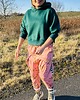 spodnie materiałowe damskie Sztruksowe spodnie baggy z lampasem 7