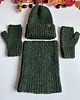Akcesoria pozostałe Komplet wełniany - czapka, komin i mitenki - zielony 1